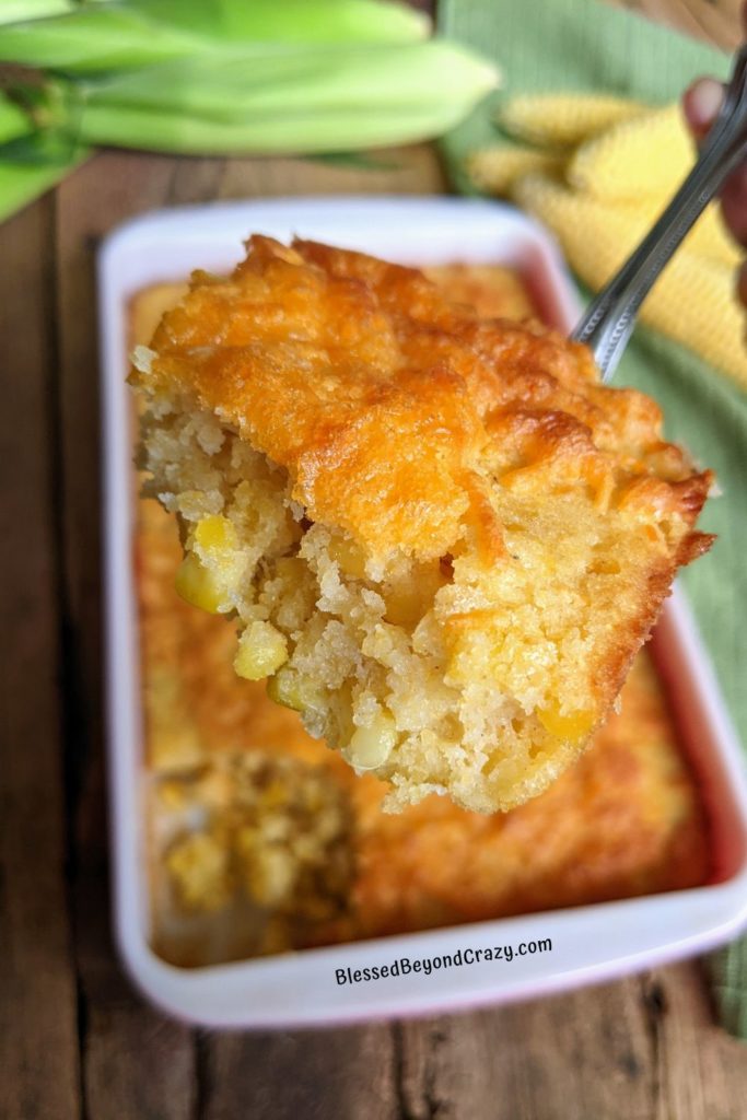 Single serving of corn casserole