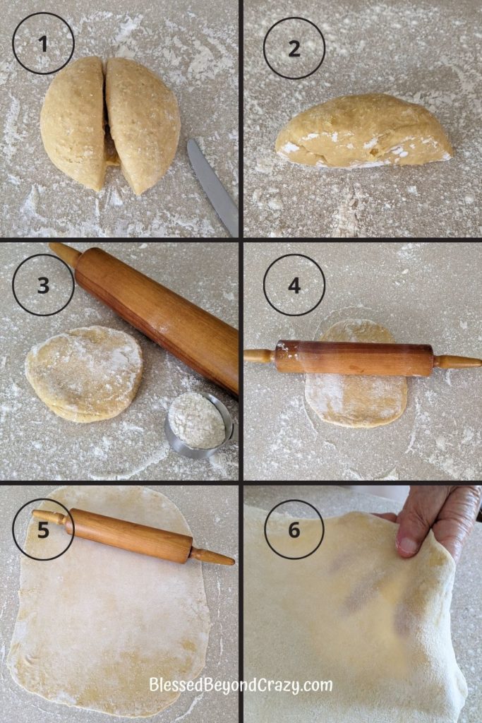 The third set of steps to making homemade noodles.