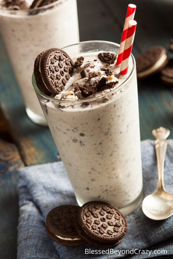 Two servings of an Oreo Milkshake