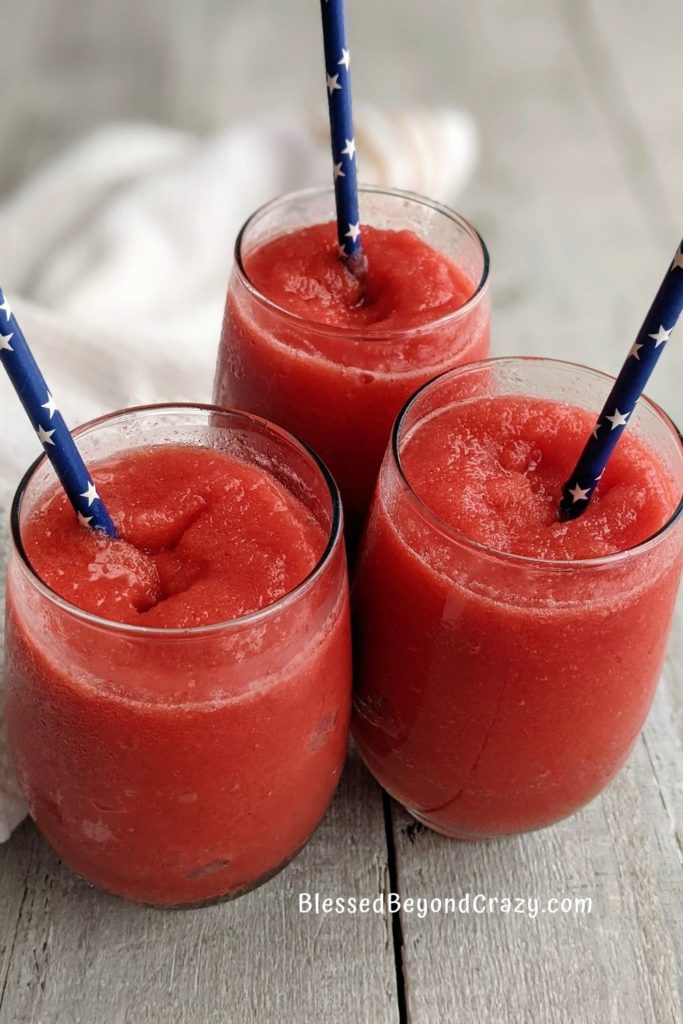 Easy Strawberry Watermelon Lime Smoothies before adding the garnish