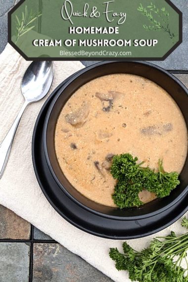 Pinterest pin for Homemade Cream of Mushroom Soup