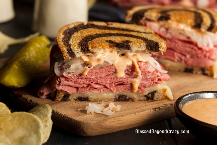 31048760_m_normal_none - Copyright a href='httpswww.123rf.html'bhofack2a Close-up view of half of a delicious Reuben sandwich.