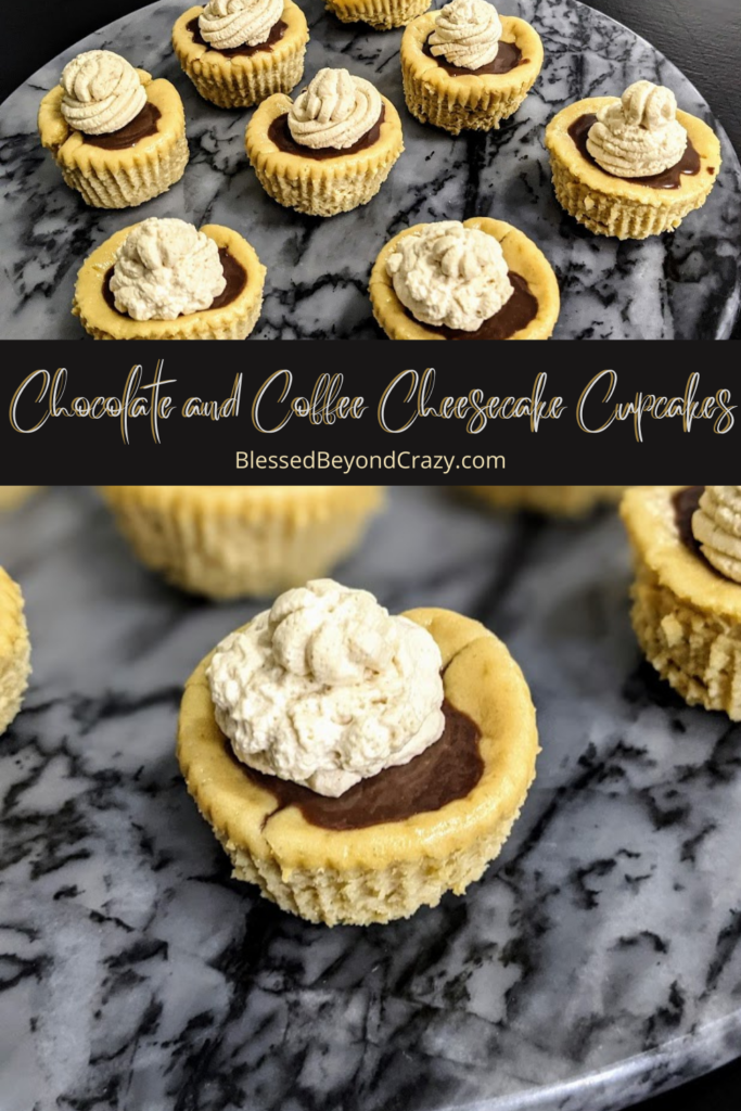 2nd Pinterest pin for chocolate and coffee cheesecake cupcakes